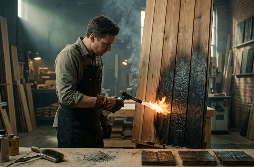 Японська технологія Shou Sugi Ban обробка дерева вогнем