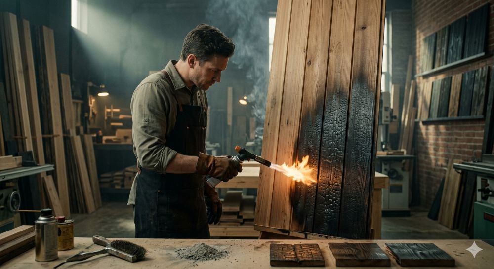 Японська технологія Shou Sugi Ban обробка дерева вогнем